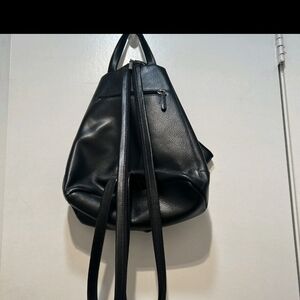 Ayres Brand Black Leather Backpack